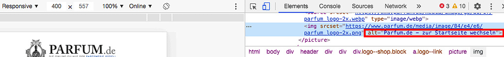 Beispiel eines Alt Tag