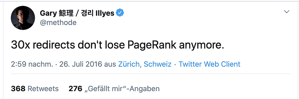 Garry Illes zur Vererbung von PageRank bei 30x Weiterleitungen