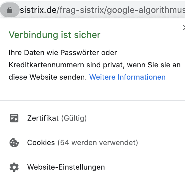 Gültigkeit SSL in Chrome