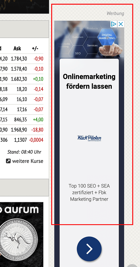 Beispiel einer Remarketing Anzeige