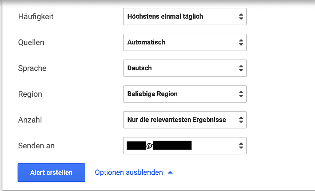 Optionen Google Alert