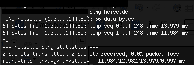 Ping auf IP Adresse