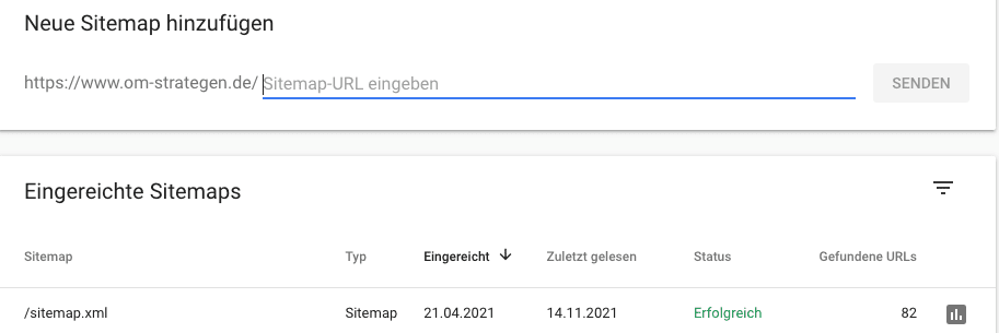 Google Sitemap in der Search Console einreichen