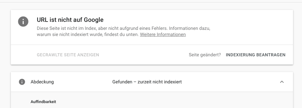 Indexierung einer URL über Search Console beantragen